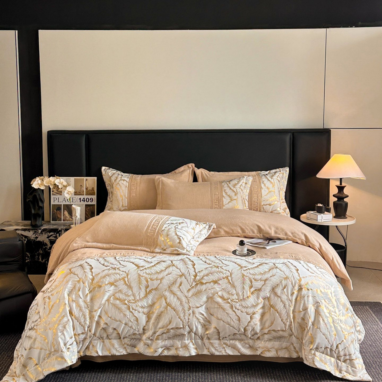 91家纺网 家纺一手货源 找家纺 （总）女子家纺 2025新款牛奶绒拼接刺绣四件套-普罗旺斯