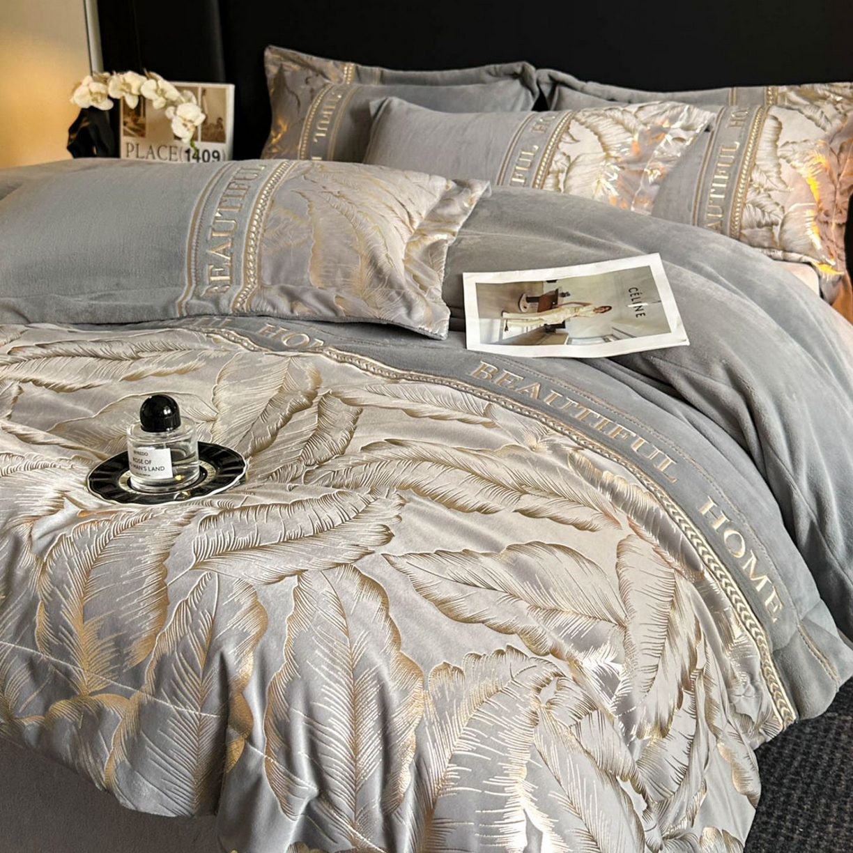 91家纺网 家纺一手货源 找家纺 （总）女子家纺 2025新款牛奶绒拼接刺绣四件套-普罗旺斯