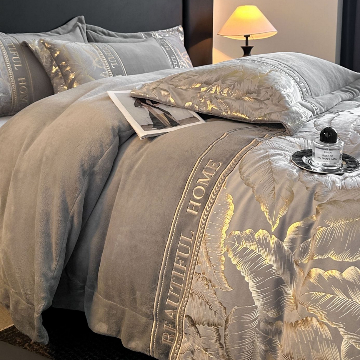 91家纺网 家纺一手货源 找家纺 （总）女子家纺 2025新款牛奶绒拼接刺绣四件套-普罗旺斯