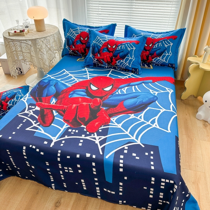 91家纺网 家纺一手货源 找家纺 一电 2025新款卡通床单单件被单学生宿舍被罩三件套单人儿童上下床床单-第一批 蜘蛛侠