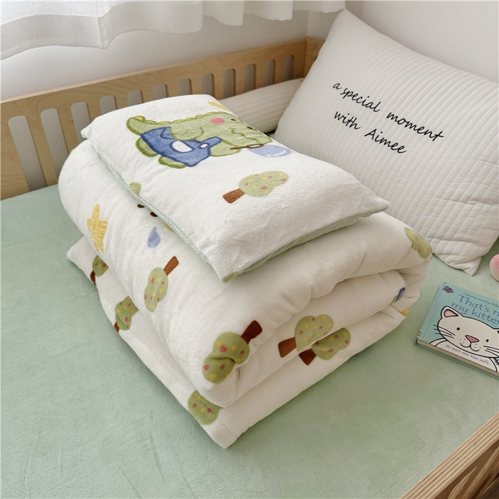 萌宝家纺 2025新款牛奶绒儿童被套幼儿园冬被可拆洗 恐龙奇奇
