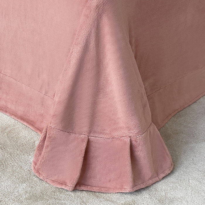 91家纺网 家纺一手货源 找家纺 新月家纺（锦威郎） 2025新款加厚皮草兔毛绒牛奶绒系列四件套9.2斤 托斯塞纳+蜜桃粉