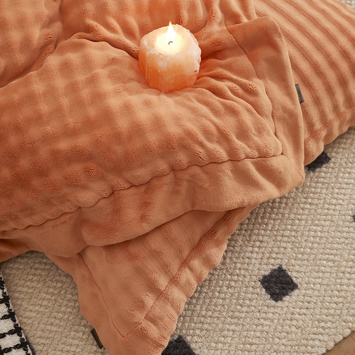 91家纺网 家纺一手货源 找家纺 新月家纺（锦威郎） 2025新款加厚皮草兔毛绒牛奶绒系列四件套9.2斤 托斯塞纳+奢华橙