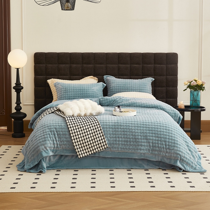 新月家纺（锦威郎） 2025新款加厚皮草兔毛绒牛奶绒系列四件套9.2斤 托斯塞纳+绅士蓝