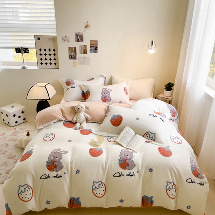 91家纺网 家纺一手货源 找家纺 （总）宅部落 2025新款高克重牛奶绒四件套法莱绒三件套单被套