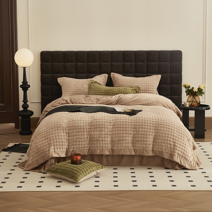 新月家纺（锦威郎） 2025新款加厚皮草兔毛绒牛奶绒系列四件套9.2斤 托斯塞纳+香槟咖