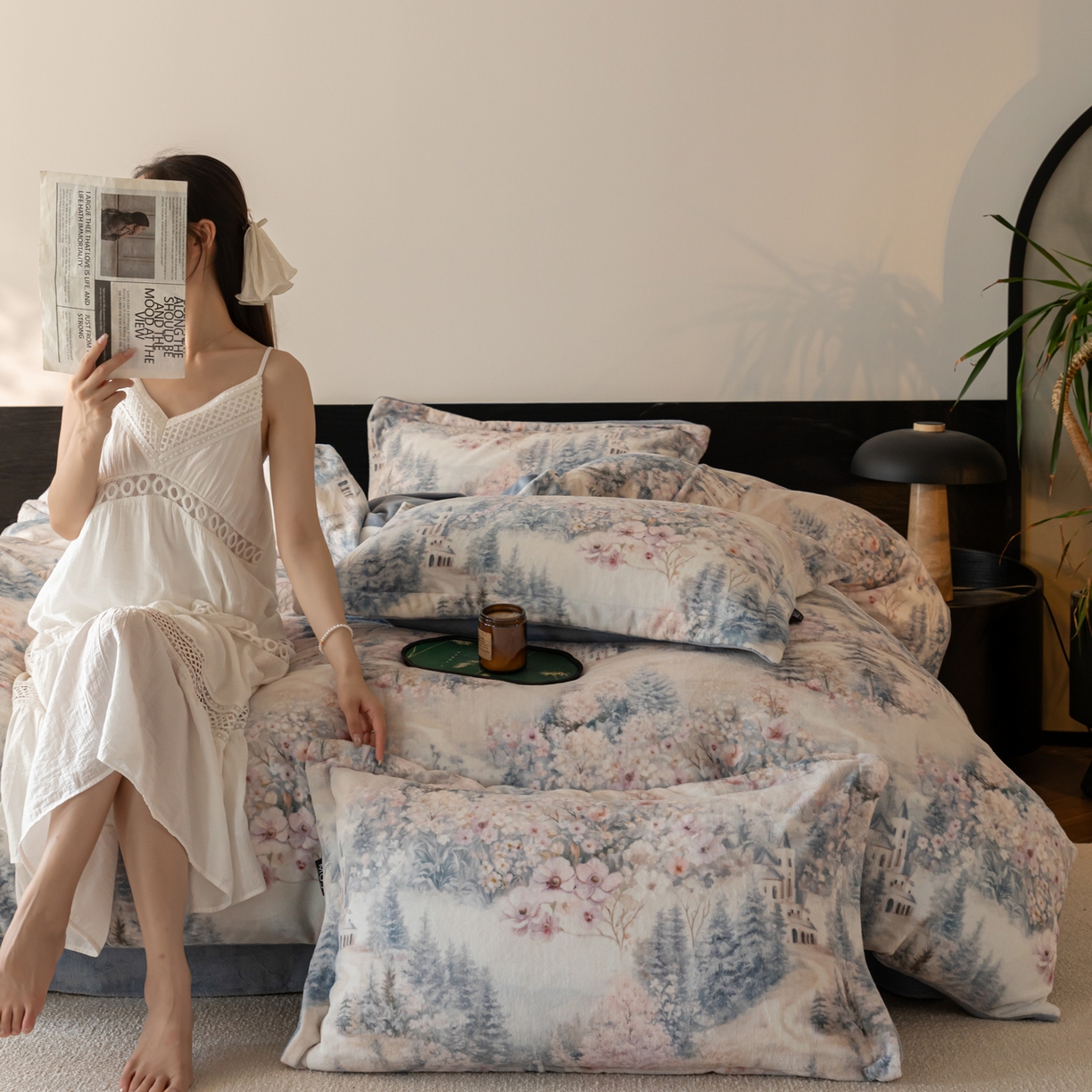 91家纺网 家纺一手货源 找家纺 （总）寐绸家纺 2025秋冬新款230g牛奶绒数码印花四件套