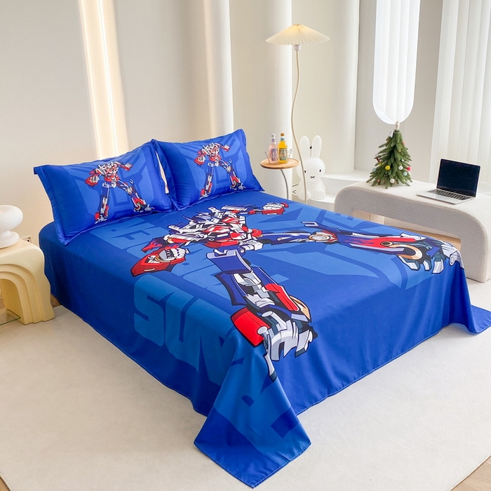 91家纺网 家纺一手货源 找家纺 一电 2025新款卡通床单单件被单学生宿舍被罩三件套单人儿童上下床床单-第二批 擎天柱