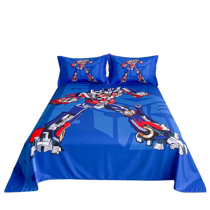 91家纺网 家纺一手货源 找家纺 一电 2025新款卡通床单单件被单学生宿舍被罩三件套单人儿童上下床床单-第二批 擎天柱