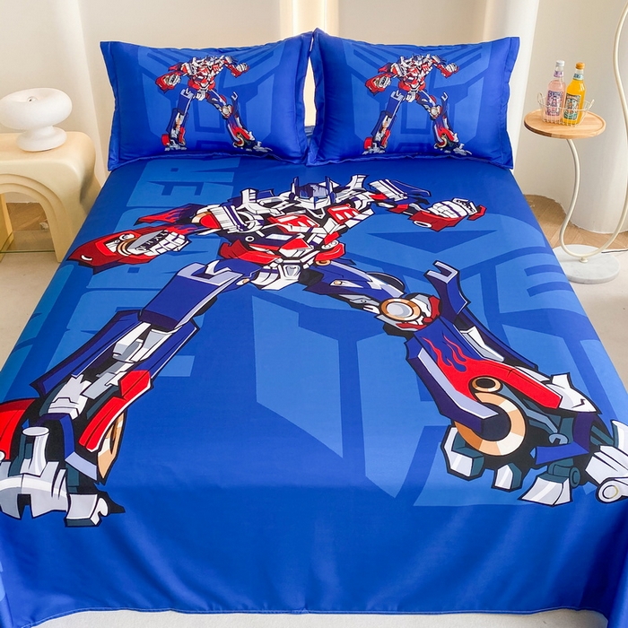 91家纺网 家纺一手货源 找家纺 一电 2025新款卡通床单单件被单学生宿舍被罩三件套单人儿童上下床床单-第二批 擎天柱