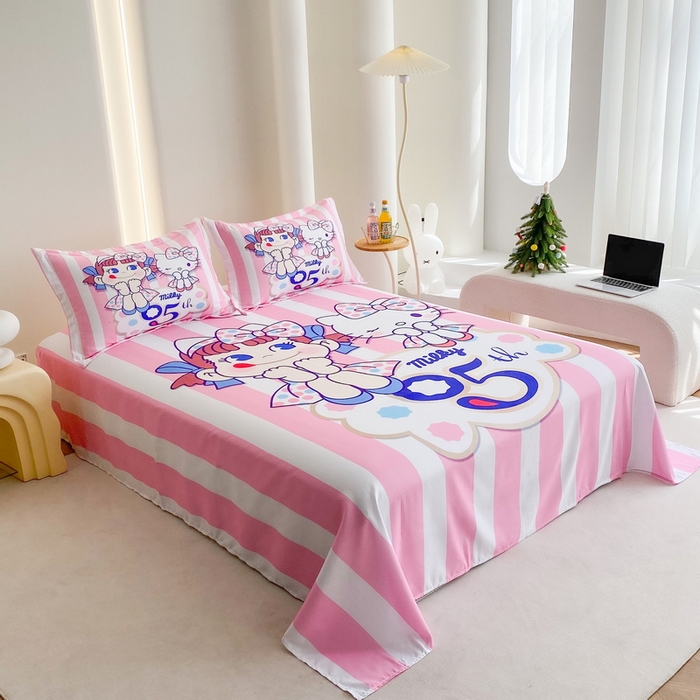 91家纺网 家纺一手货源 找家纺 一电 2025新款卡通床单单件被单学生宿舍被罩三件套单人儿童上下床床单-第二批 公主伙伴