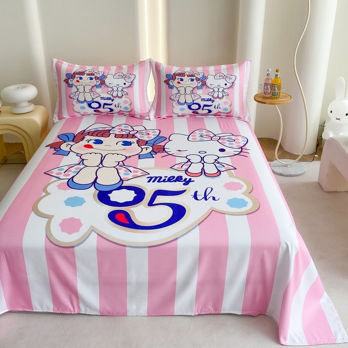 91家纺网 家纺一手货源 找家纺 一电 2025新款卡通床单单件被单学生宿舍被罩三件套单人儿童上下床床单-第二批 公主伙伴