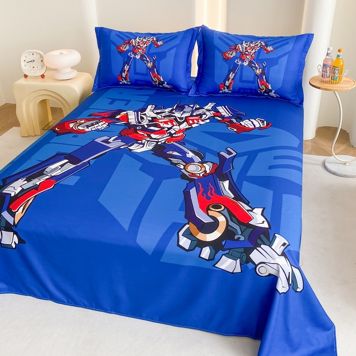 91家纺网 家纺一手货源 找家纺 一电 2025新款卡通床单单件被单学生宿舍被罩三件套单人儿童上下床床单-第二批 擎天柱