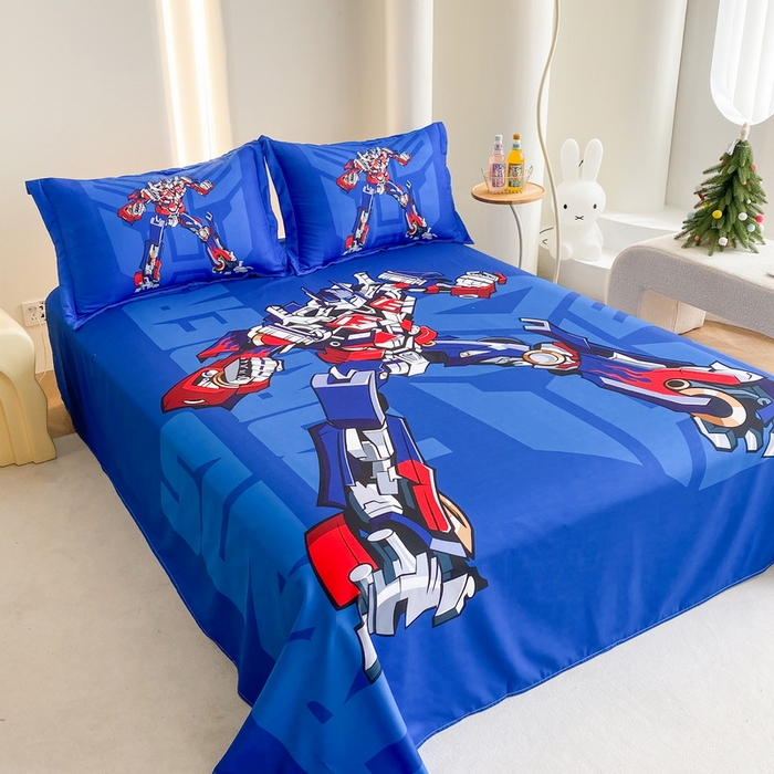 91家纺网 家纺一手货源 找家纺 一电 2025新款卡通床单单件被单学生宿舍被罩三件套单人儿童上下床床单-第二批 擎天柱