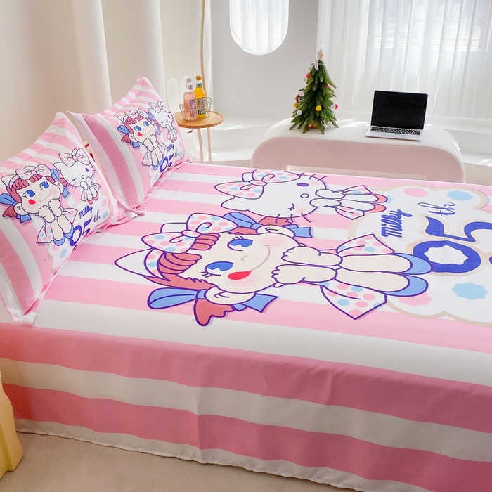 91家纺网 家纺一手货源 找家纺 一电 2025新款卡通床单单件被单学生宿舍被罩三件套单人儿童上下床床单-第二批 公主伙伴