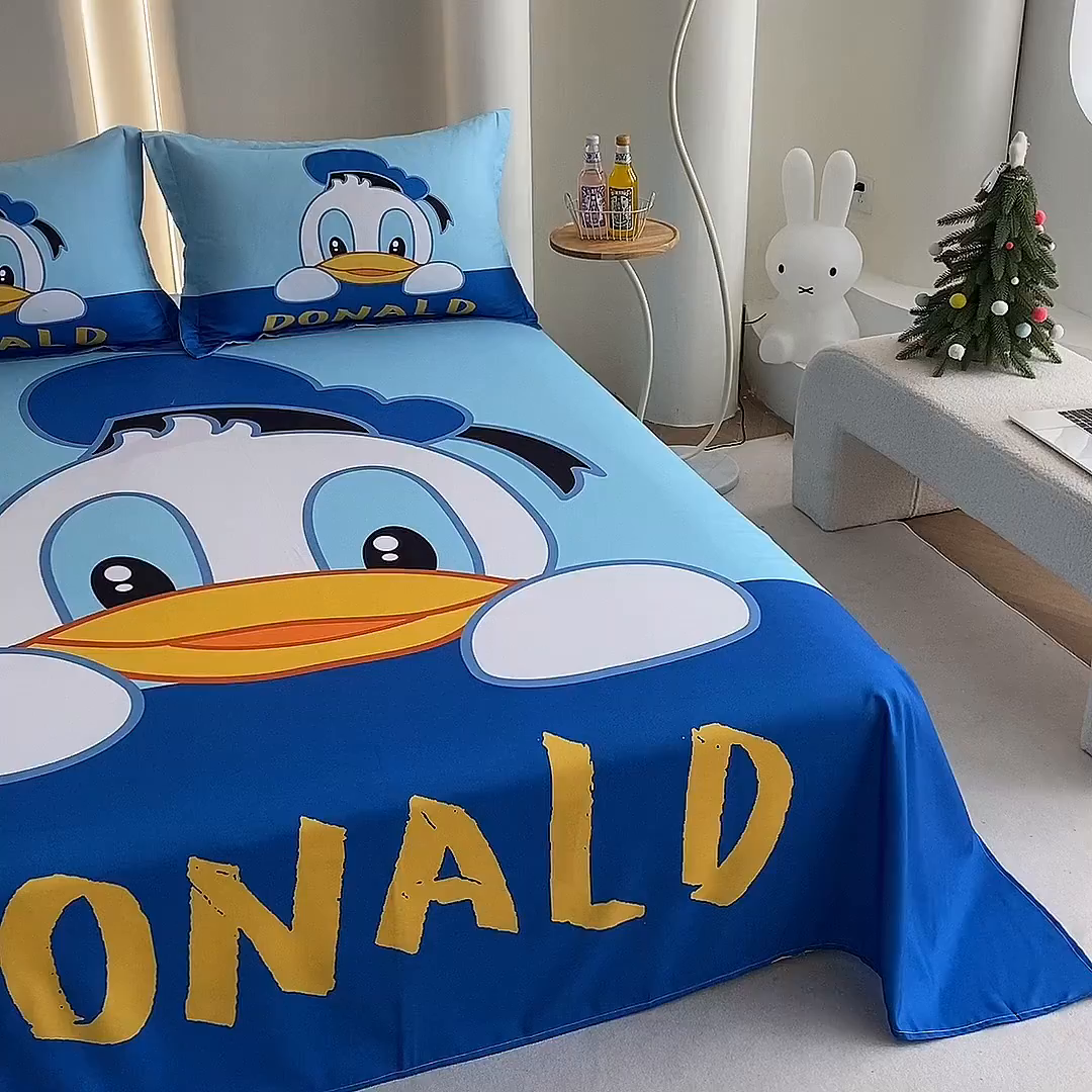 91家纺网 家纺一手货源 找家纺 一电 2025新款卡通床单单件被单学生宿舍被罩三件套单人儿童上下床床单-第二批 起立