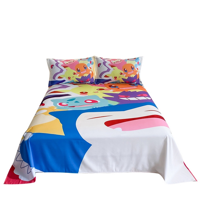 91家纺网 家纺一手货源 找家纺 一电 2025新款卡通床单单件被单学生宿舍被罩三件套单人儿童上下床床单-第二批 嘻嘻皮卡丘