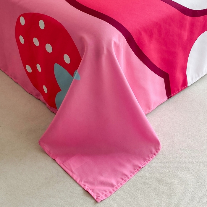 91家纺网 家纺一手货源 找家纺 一电 2025新款卡通床单单件被单学生宿舍被罩三件套单人儿童上下床床单-第二批 草莓大雄