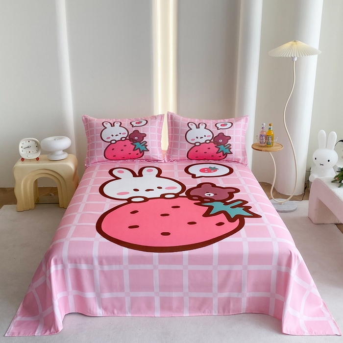一电 2025新款卡通床单单件被单学生宿舍被罩三件套单人儿童上下床床单-第二批 草莓动物