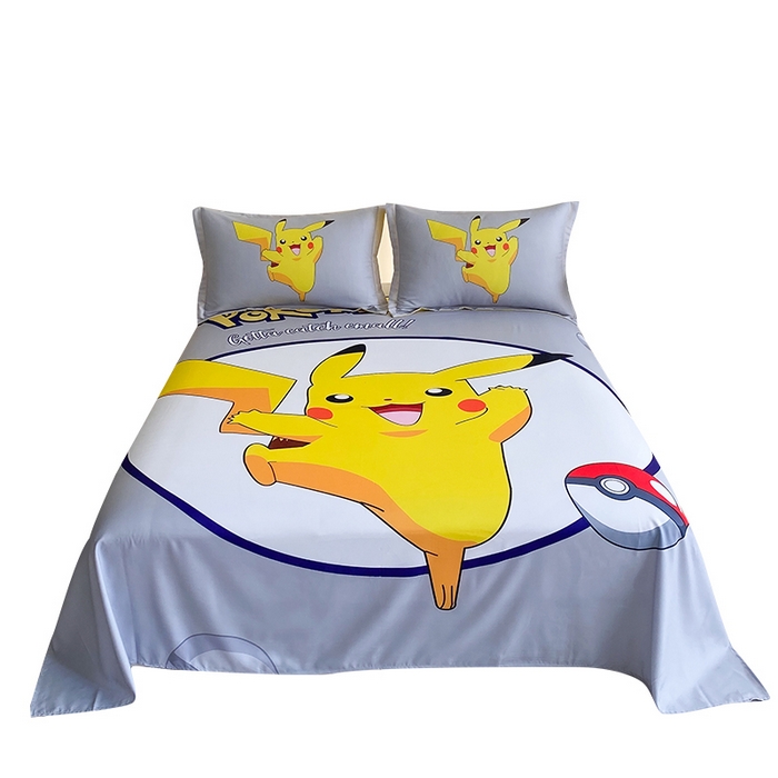 91家纺网 家纺一手货源 找家纺 一电 2025新款卡通床单单件被单学生宿舍被罩三件套单人儿童上下床床单-第二批 圈圈皮卡丘