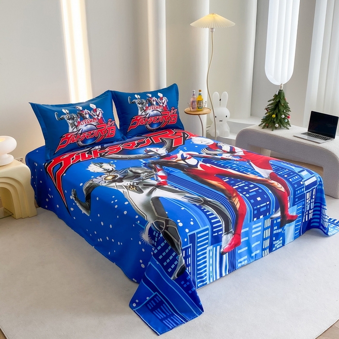 91家纺网 家纺一手货源 找家纺 一电 2025新款卡通床单单件被单学生宿舍被罩三件套单人儿童上下床床单-第二批 奥特归来