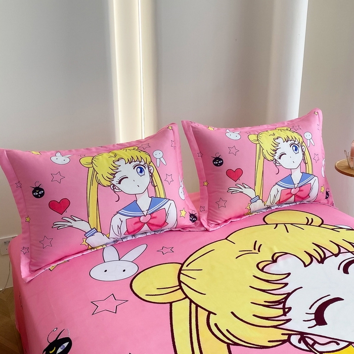 91家纺网 家纺一手货源 找家纺 一电 2025新款卡通床单单件被单学生宿舍被罩三件套单人儿童上下床床单-第二批 爱心美少女