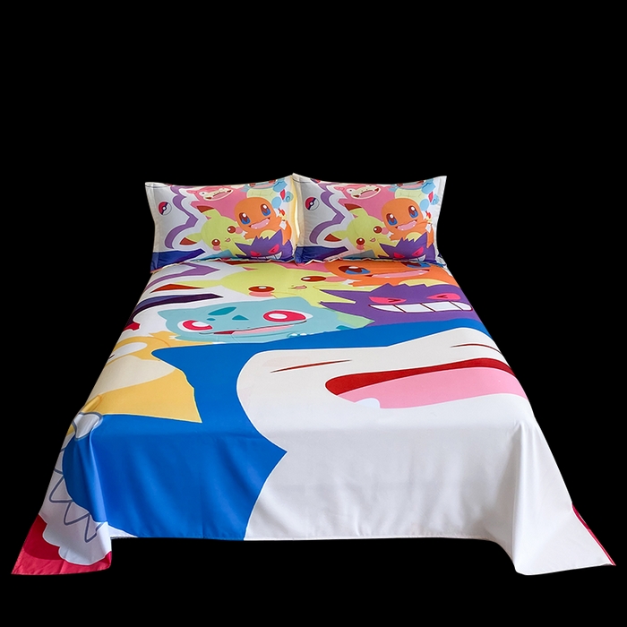 91家纺网 家纺一手货源 找家纺 一电 2025新款卡通床单单件被单学生宿舍被罩三件套单人儿童上下床床单-第二批 嘻嘻皮卡丘