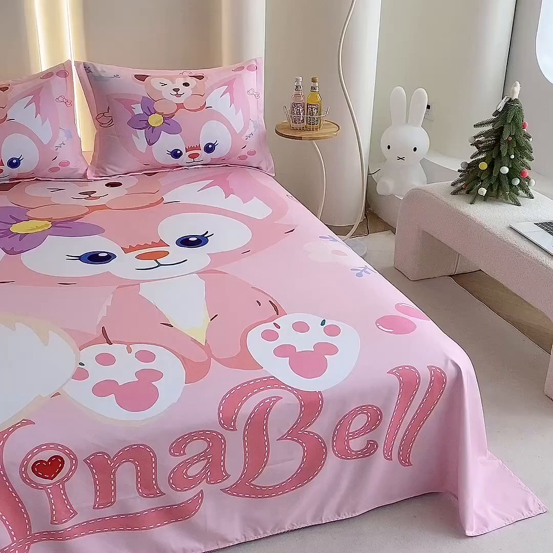 91家纺网 家纺一手货源 找家纺 一电 2025新款卡通床单单件被单学生宿舍被罩三件套单人儿童上下床床单-第二批 贝贝熊