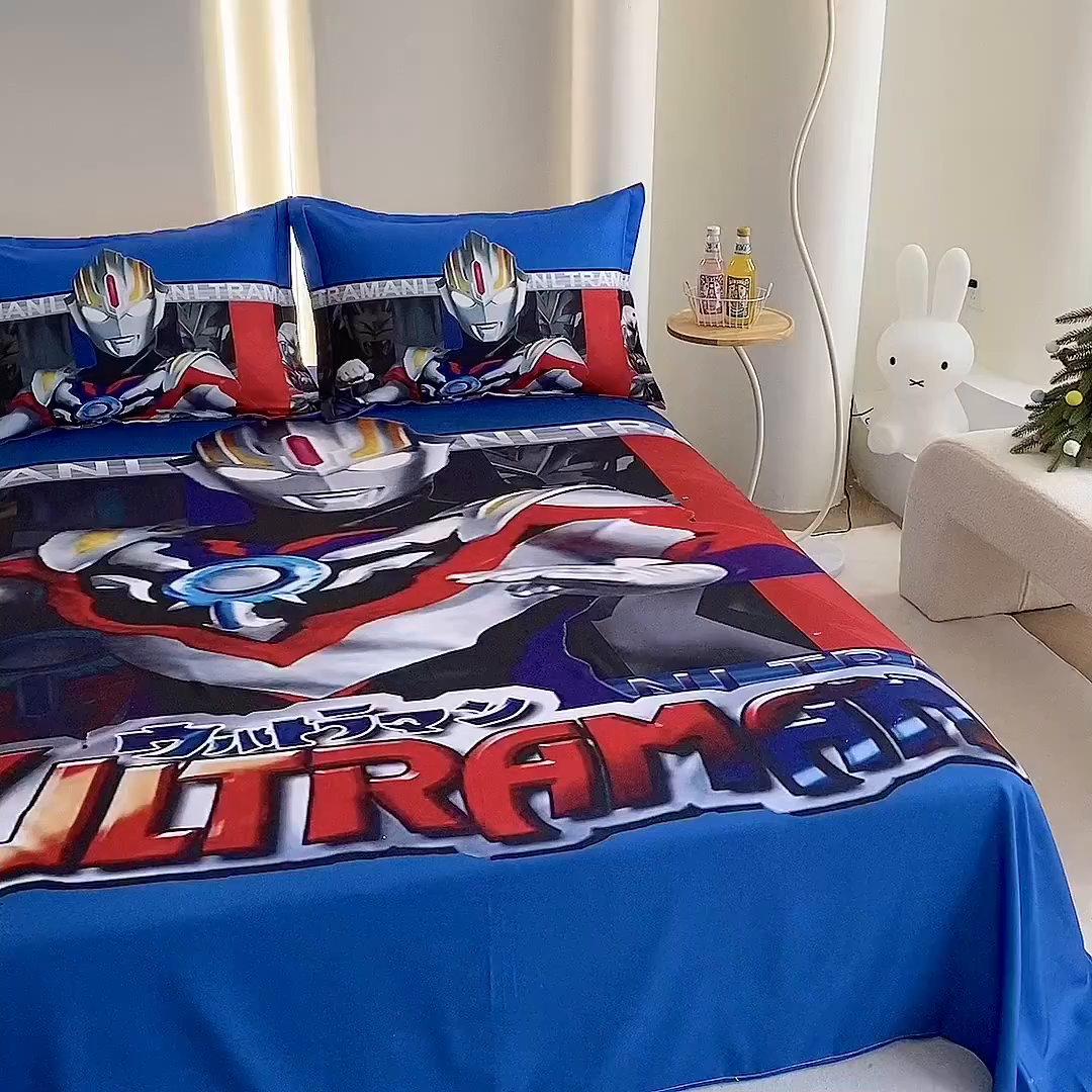 91家纺网 家纺一手货源 找家纺 一电 2025新款卡通床单单件被单学生宿舍被罩三件套单人儿童上下床床单-第二批 欧布