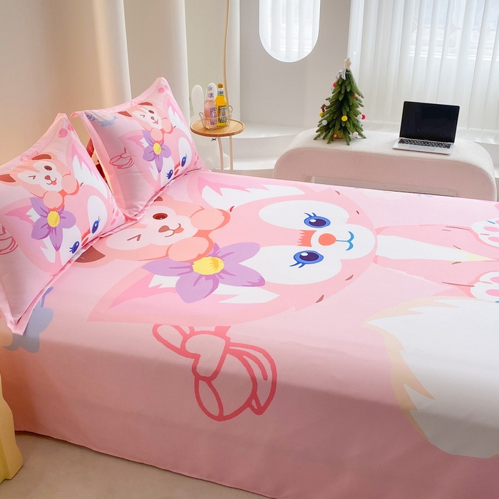 91家纺网 家纺一手货源 找家纺 一电 2025新款卡通床单单件被单学生宿舍被罩三件套单人儿童上下床床单-第二批 贝贝熊