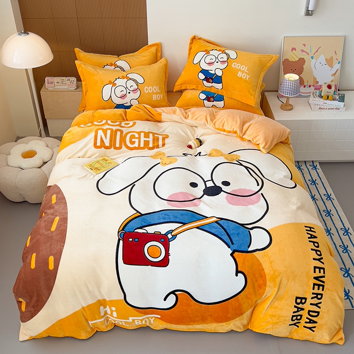 91家纺网 家纺一手货源 找家纺 （总）福来临家纺 2025牛奶绒大版卡通四件套