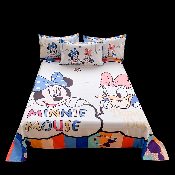 91家纺网 家纺一手货源 找家纺 一电 2025新款卡通床单单件被单学生宿舍被罩三件套单人儿童上下床床单-第三批 彩虹米妮