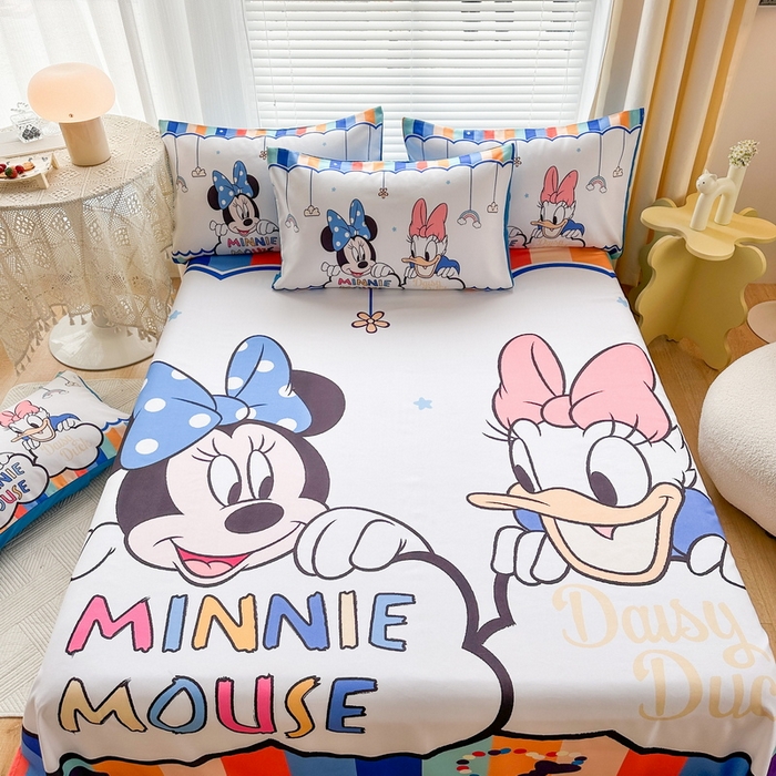 91家纺网 家纺一手货源 找家纺 一电 2025新款卡通床单单件被单学生宿舍被罩三件套单人儿童上下床床单-第三批 彩虹米妮