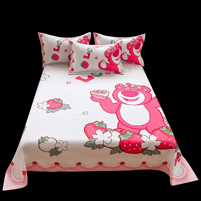 91家纺网 家纺一手货源 找家纺 一电 2025新款卡通床单单件被单学生宿舍被罩三件套单人儿童上下床床单-第三批 花边熊