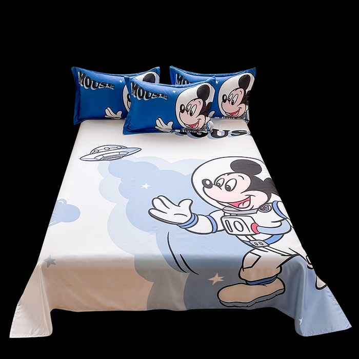 91家纺网 家纺一手货源 找家纺 一电 2025新款卡通床单单件被单学生宿舍被罩三件套单人儿童上下床床单-第三批 太空米奇