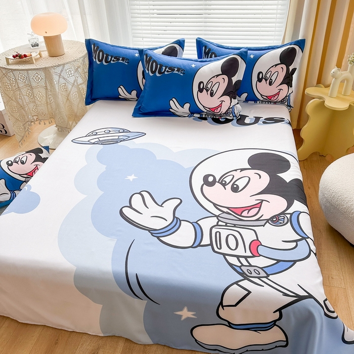 91家纺网 家纺一手货源 找家纺 一电 2025新款卡通床单单件被单学生宿舍被罩三件套单人儿童上下床床单-第三批 太空米奇