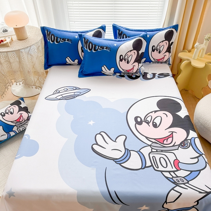 91家纺网 家纺一手货源 找家纺 一电 2025新款卡通床单单件被单学生宿舍被罩三件套单人儿童上下床床单-第三批 太空米奇