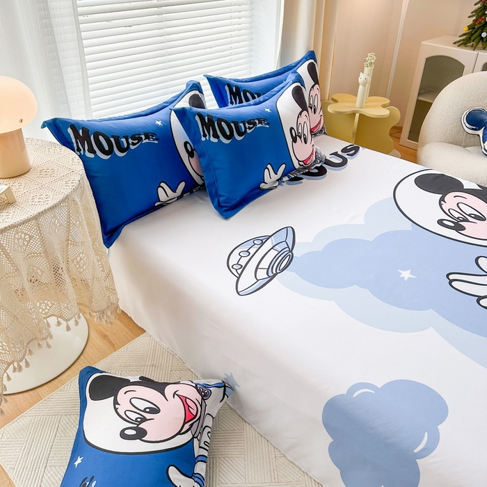 91家纺网 家纺一手货源 找家纺 一电 2025新款卡通床单单件被单学生宿舍被罩三件套单人儿童上下床床单-第三批 太空米奇