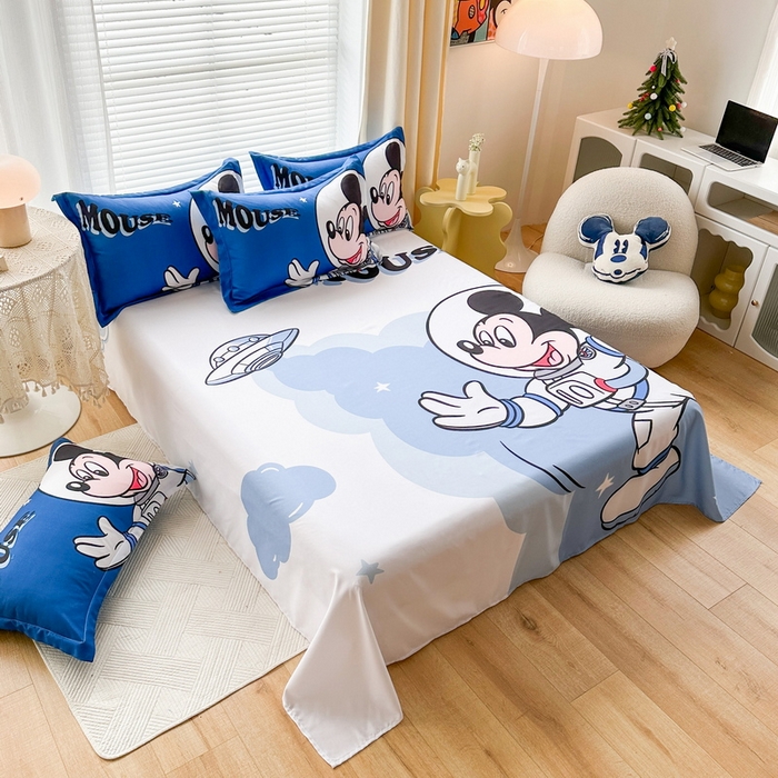 91家纺网 家纺一手货源 找家纺 一电 2025新款卡通床单单件被单学生宿舍被罩三件套单人儿童上下床床单-第三批 太空米奇