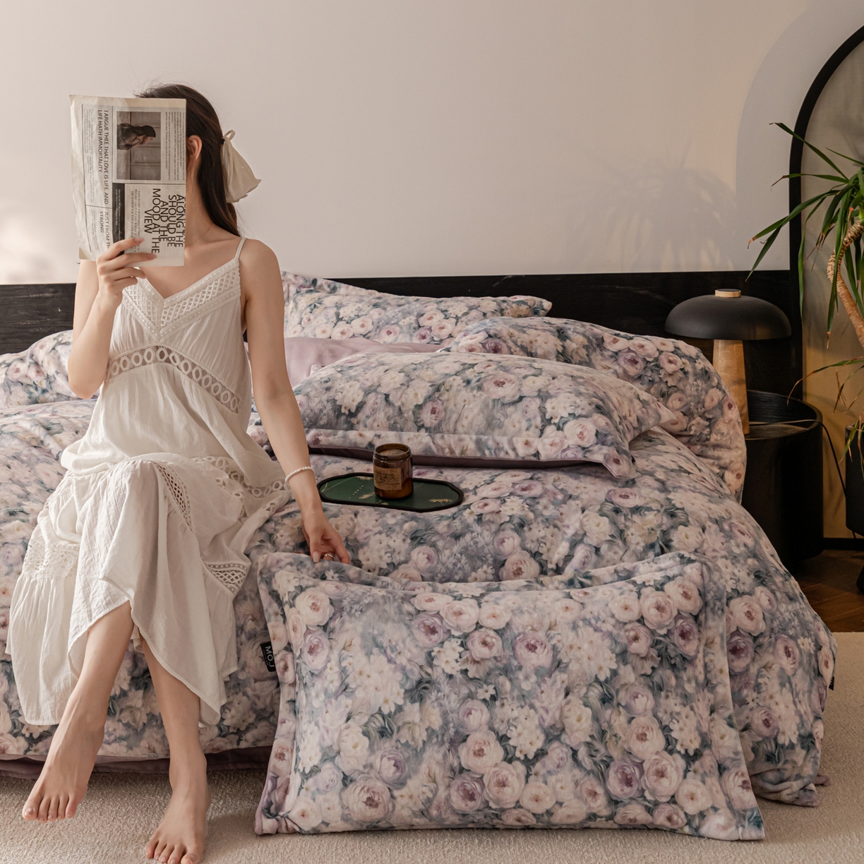 91家纺网 家纺一手货源 找家纺 寐绸家纺 2025秋冬新款230g牛奶绒数码印花四件套 数码四件套-花海