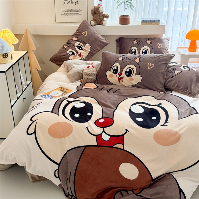 91家纺网 家纺一手货源 找家纺 （总）福来临家纺 2025牛奶绒大版卡通四件套