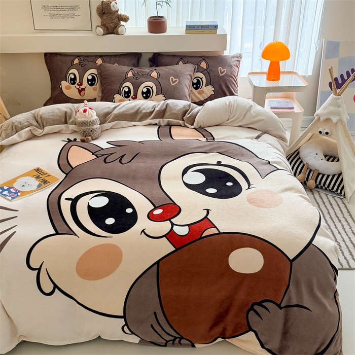 91家纺网 家纺一手货源 找家纺 （总）福来临家纺 2025牛奶绒大版卡通四件套