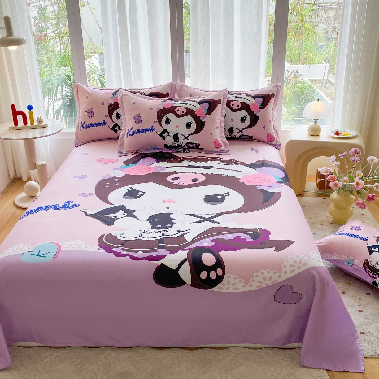 91家纺网 家纺一手货源 找家纺 一电 2025新款卡通床单单件被单学生宿舍被罩三件套单人儿童上下床床单-第四批 公主库洛米