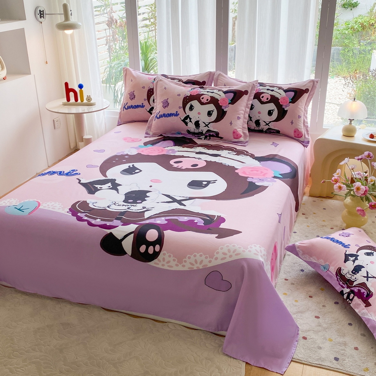 91家纺网 家纺一手货源 找家纺 一电 2025新款卡通床单单件被单学生宿舍被罩三件套单人儿童上下床床单-第四批 公主库洛米