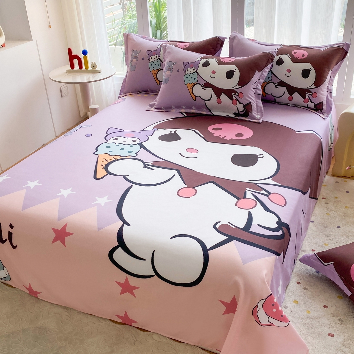 91家纺网 家纺一手货源 找家纺 一电 2025新款卡通床单单件被单学生宿舍被罩三件套单人儿童上下床床单-第四批 甜筒库洛米