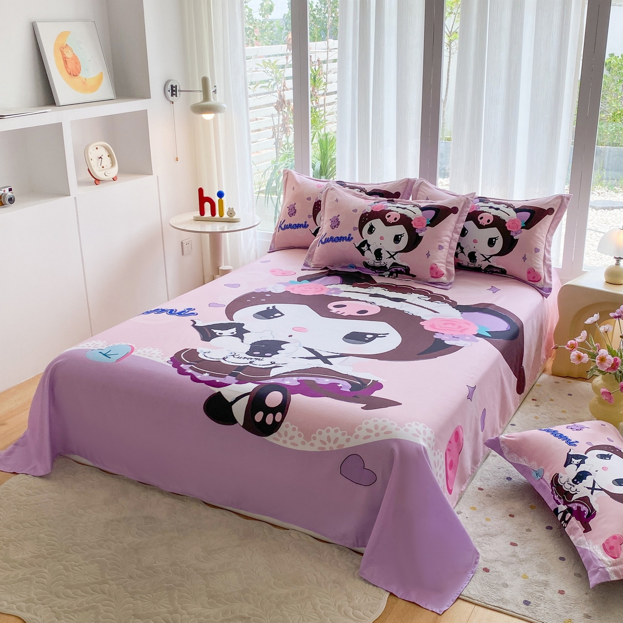 91家纺网 家纺一手货源 找家纺 一电 2025新款卡通床单单件被单学生宿舍被罩三件套单人儿童上下床床单-第四批 公主库洛米