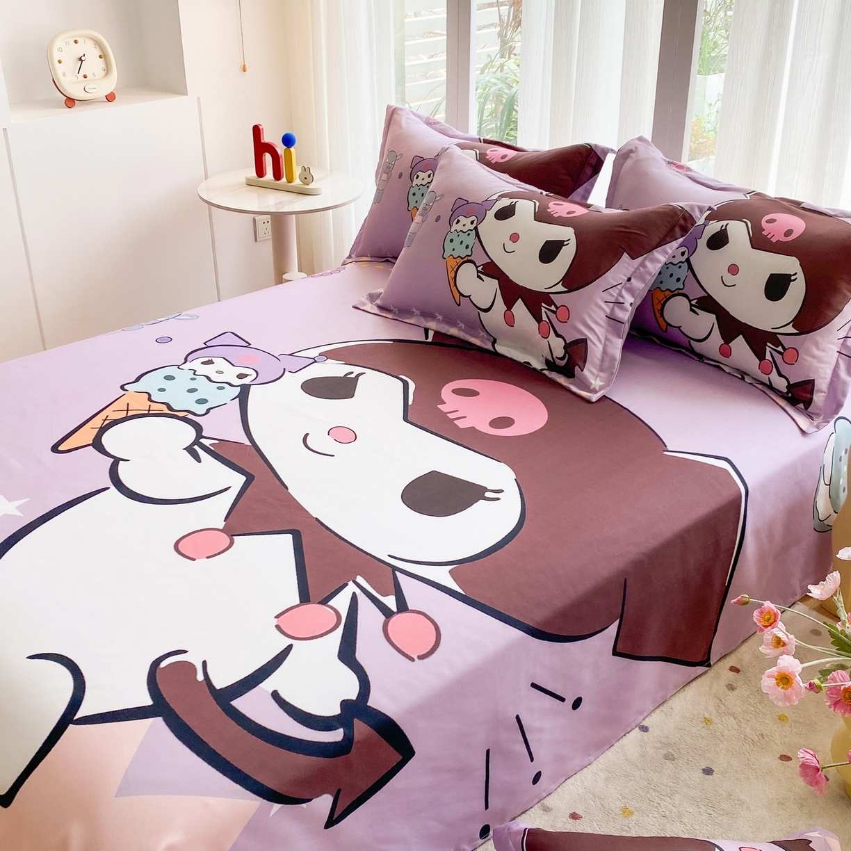 91家纺网 家纺一手货源 找家纺 一电 2025新款卡通床单单件被单学生宿舍被罩三件套单人儿童上下床床单-第四批 甜筒库洛米