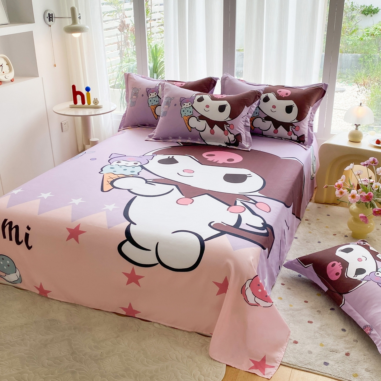 91家纺网 家纺一手货源 找家纺 一电 2025新款卡通床单单件被单学生宿舍被罩三件套单人儿童上下床床单-第四批 甜筒库洛米