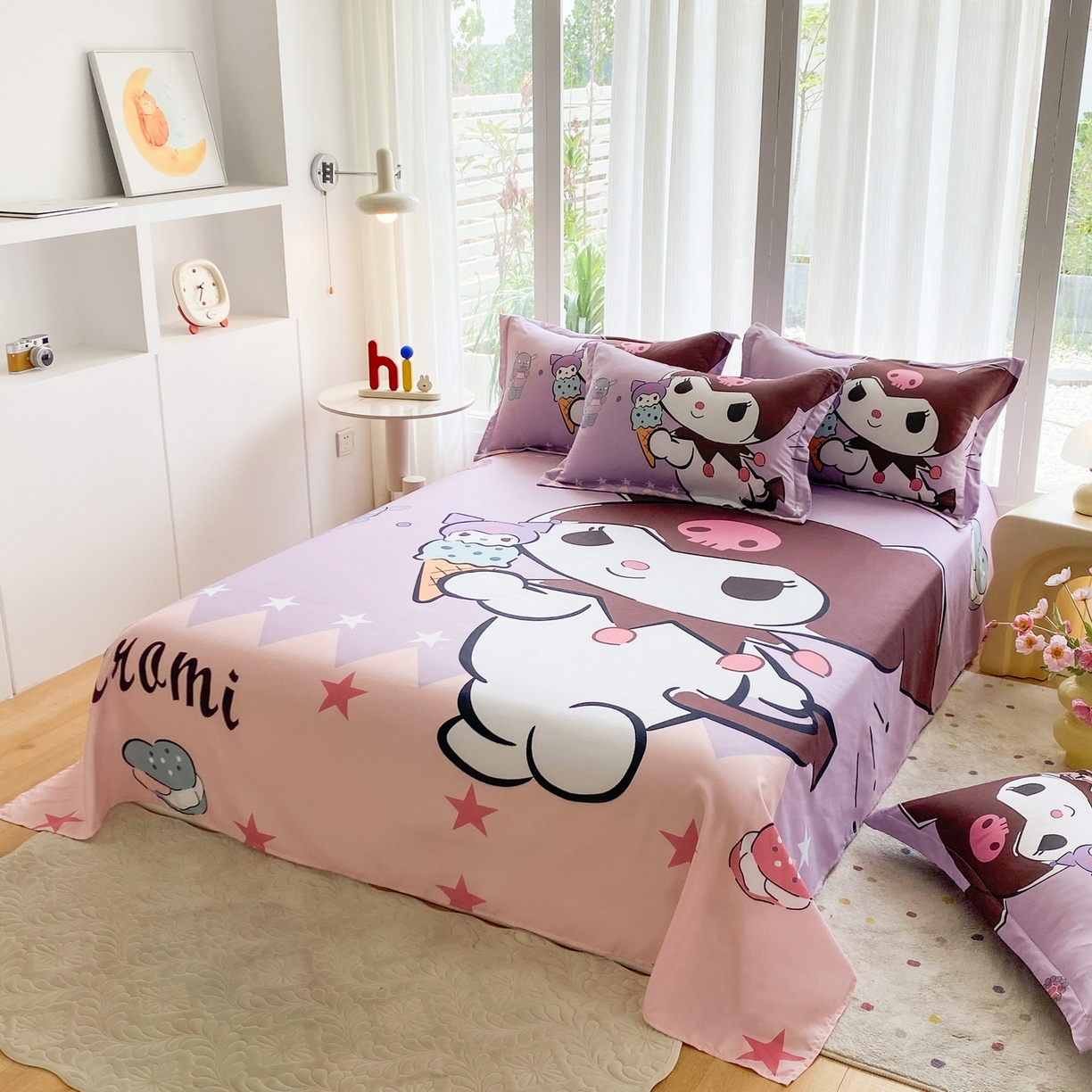 91家纺网 家纺一手货源 找家纺 一电 2025新款卡通床单单件被单学生宿舍被罩三件套单人儿童上下床床单-第四批 甜筒库洛米