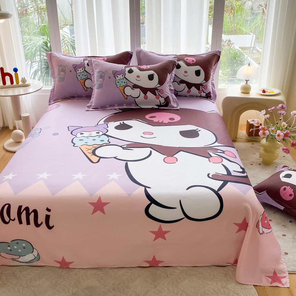 91家纺网 家纺一手货源 找家纺 一电 2025新款卡通床单单件被单学生宿舍被罩三件套单人儿童上下床床单-第四批 甜筒库洛米